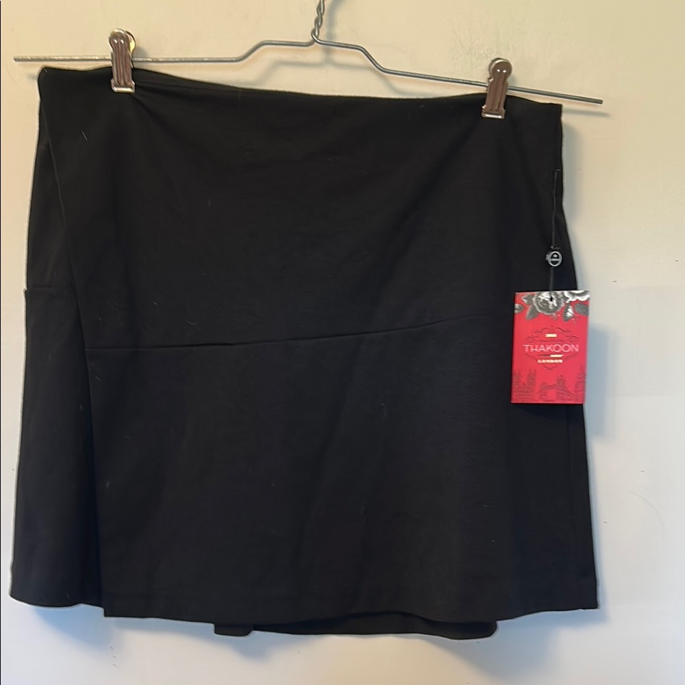 Thakoon black skater mini skirt wrap around style back zip size L new with tag